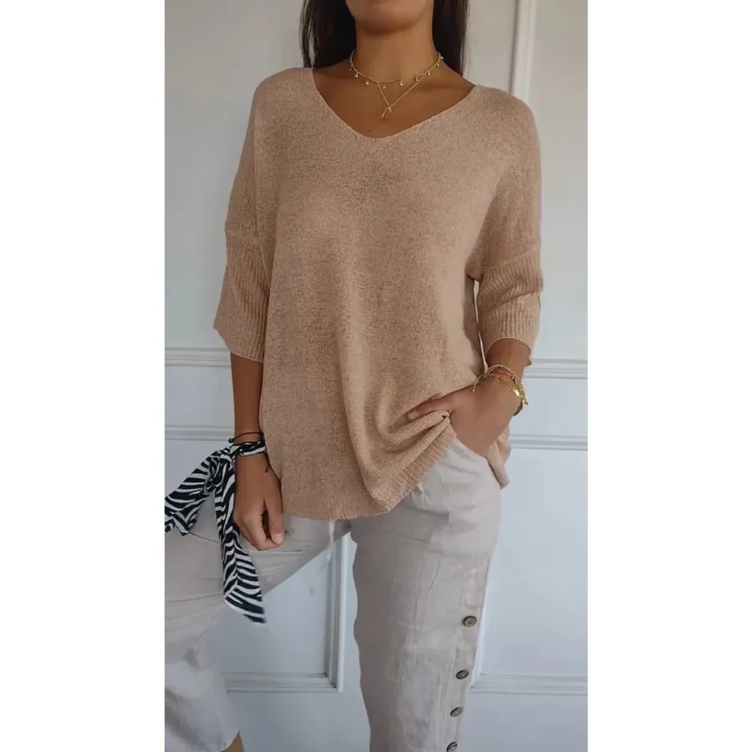Women's Casual Summer 3 4 Sleeve Blouse | Ribbed