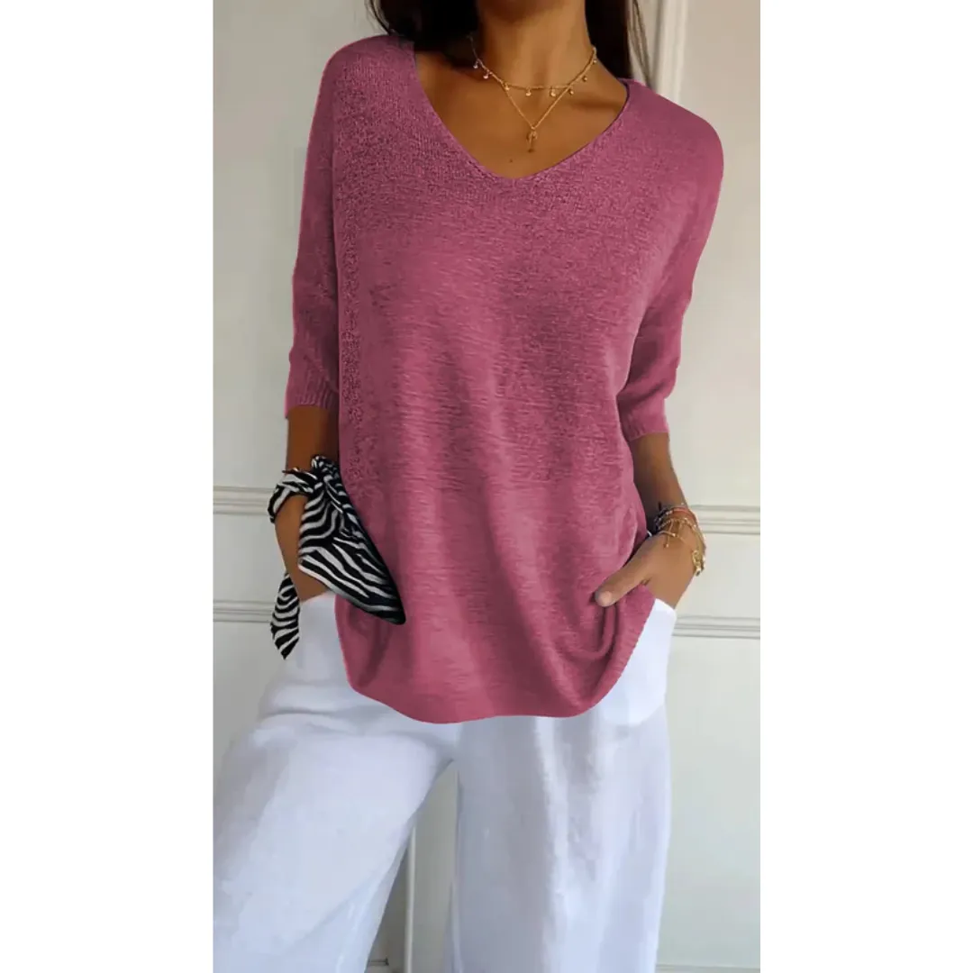 Women's Casual Summer 3 4 Sleeve Blouse | Ribbed