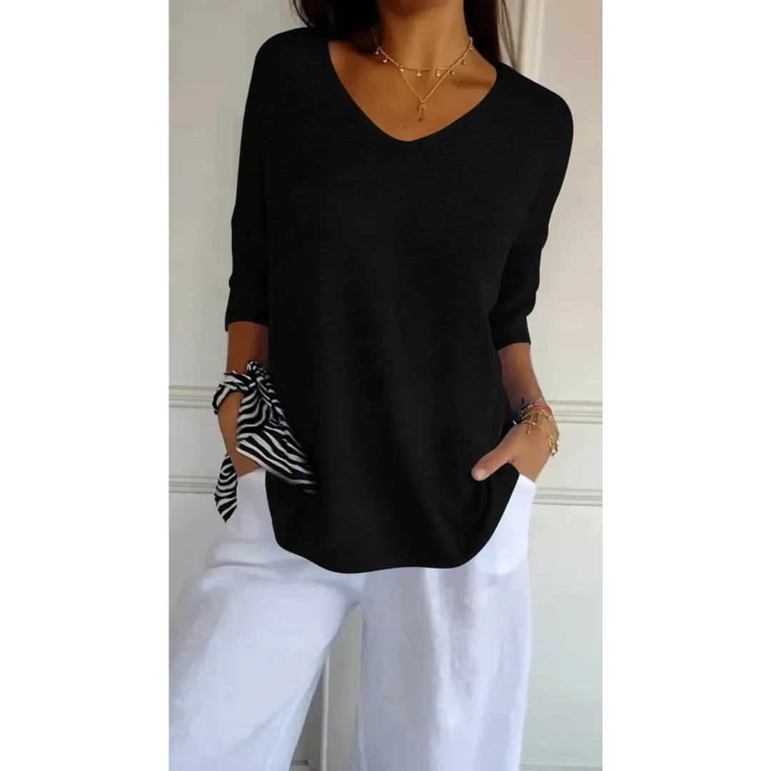 Women's Casual Summer 3 4 Sleeve Blouse | Ribbed