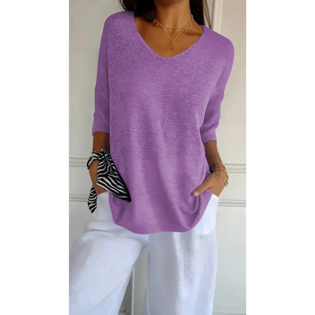Women's Casual Summer 3 4 Sleeve Blouse | Ribbed