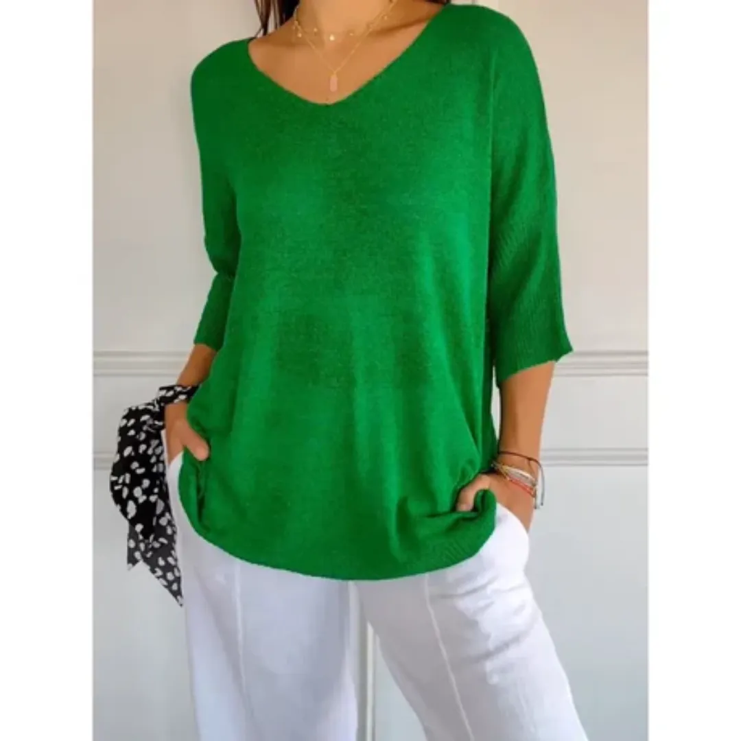 Women's Casual Summer 3 4 Sleeve Blouse | Ribbed