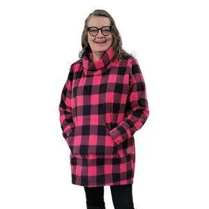 WOMEN'S COWL TUNIC BUFFALO CHECK FUCHSIA