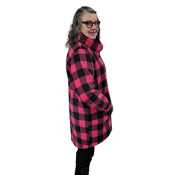 WOMEN'S COWL TUNIC BUFFALO CHECK FUCHSIA