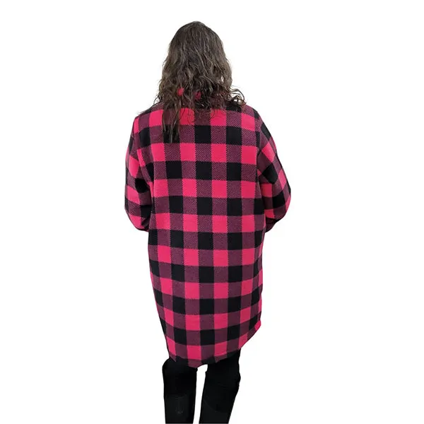 WOMEN'S COWL TUNIC BUFFALO CHECK FUCHSIA