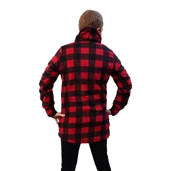 WOMEN'S COWL TUNIC BUFFALO CHECK RED