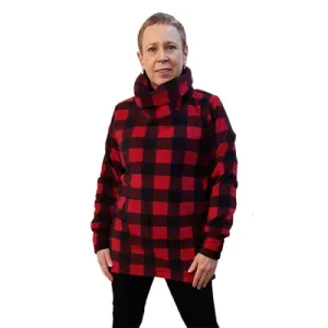 WOMEN'S COWL TUNIC BUFFALO CHECK RED