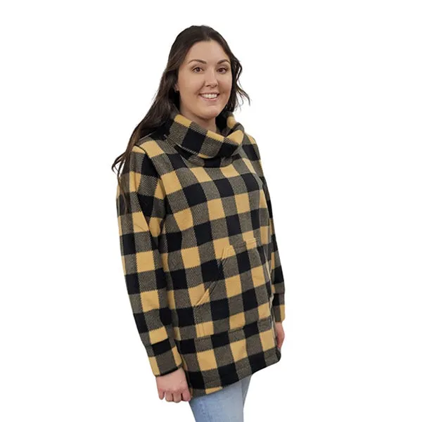 WOMEN'S COWL TUNIC BUFFALO CHECK TAN
