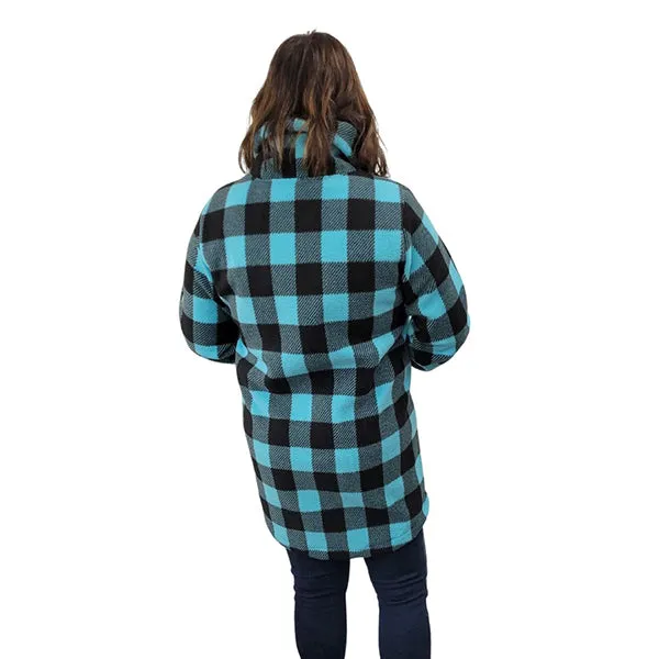 WOMEN'S COWL TUNIC BUFFALO CHECK TEAL