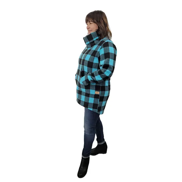 WOMEN'S COWL TUNIC BUFFALO CHECK TEAL
