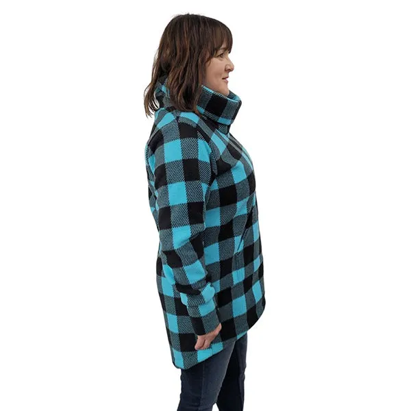WOMEN'S COWL TUNIC BUFFALO CHECK TEAL