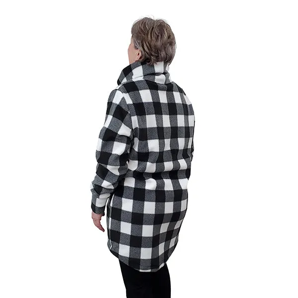 WOMEN'S COWL TUNIC BUFFALO CHECK WHITE
