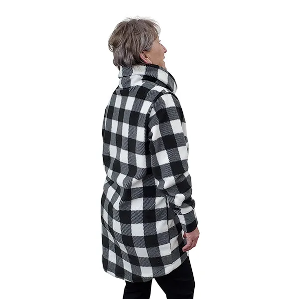 WOMEN'S COWL TUNIC BUFFALO CHECK WHITE