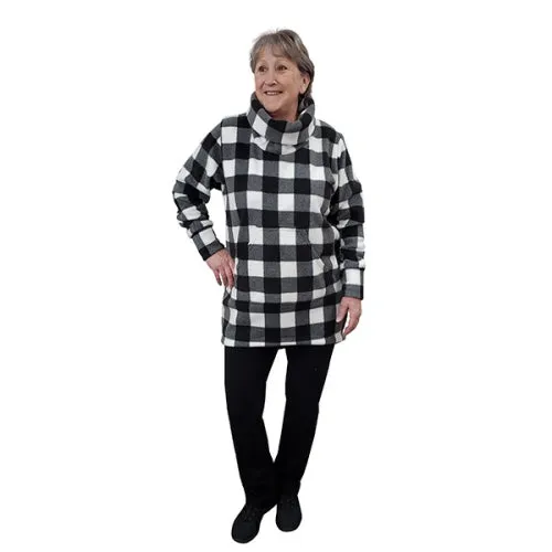 WOMEN'S COWL TUNIC BUFFALO CHECK WHITE