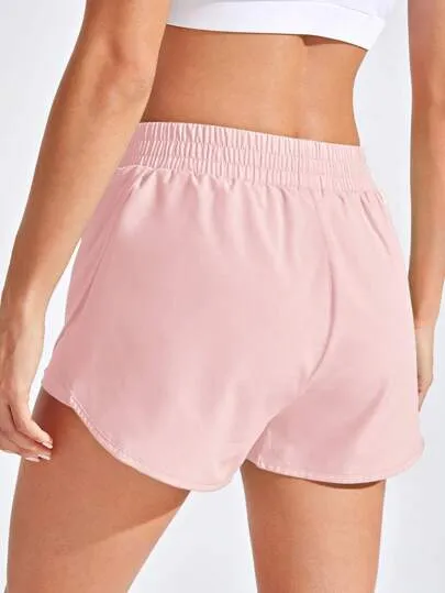 Women’s Elastic Waist Loose Sports Shorts – Solid Color, Lightweight & Breathable