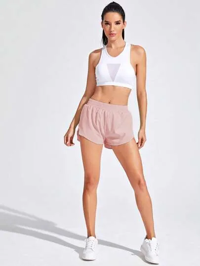 Women’s Elastic Waist Loose Sports Shorts – Solid Color, Lightweight & Breathable