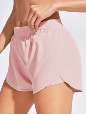 Women’s Elastic Waist Loose Sports Shorts – Solid Color, Lightweight & Breathable