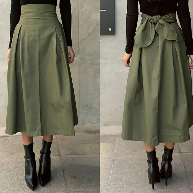 Women's Elegant High Waist A-Line Skirt | Midi