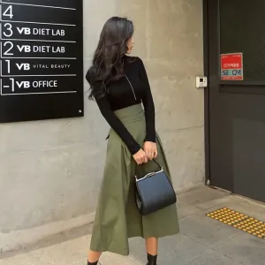 Women's Elegant High Waist A-Line Skirt | Midi