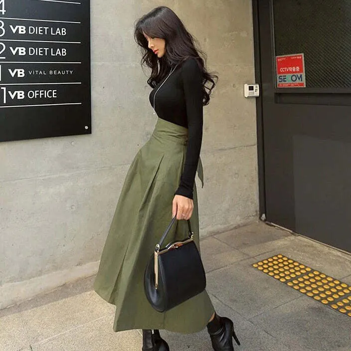 Women's Elegant High Waist A-Line Skirt | Midi