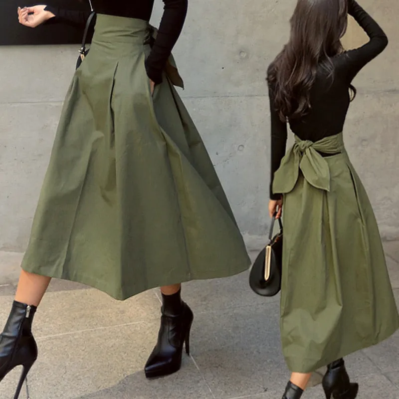 Women's Elegant High Waist A-Line Skirt | Midi