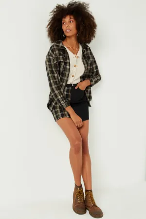 Womens Heavy Plaid Patch Pocket Shacket