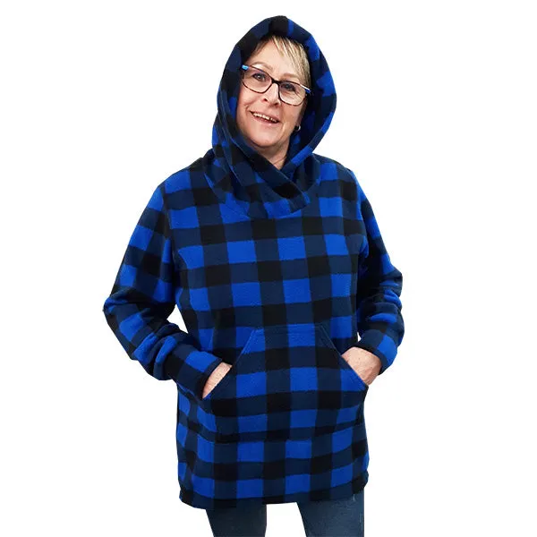WOMEN'S HOODED TUNIC BUFFALO CHECK BLUE