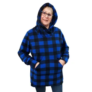WOMEN'S HOODED TUNIC BUFFALO CHECK BLUE