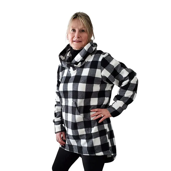 WOMEN'S HOODED TUNIC BUFFALO CHECK WHITE