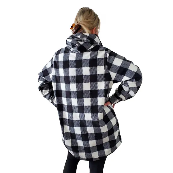 WOMEN'S HOODED TUNIC BUFFALO CHECK WHITE