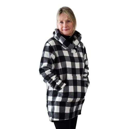 WOMEN'S HOODED TUNIC BUFFALO CHECK WHITE