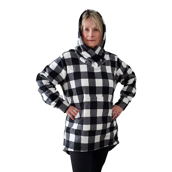 WOMEN'S HOODED TUNIC BUFFALO CHECK WHITE