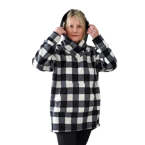 WOMEN'S HOODED TUNIC BUFFALO CHECK WHITE