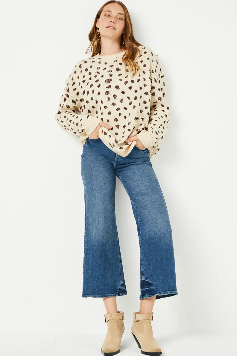 Womens Leopard Print Pullover Sweater Top