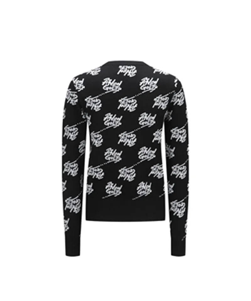 Women's Logo Pattern Jacquard Pullover - Black