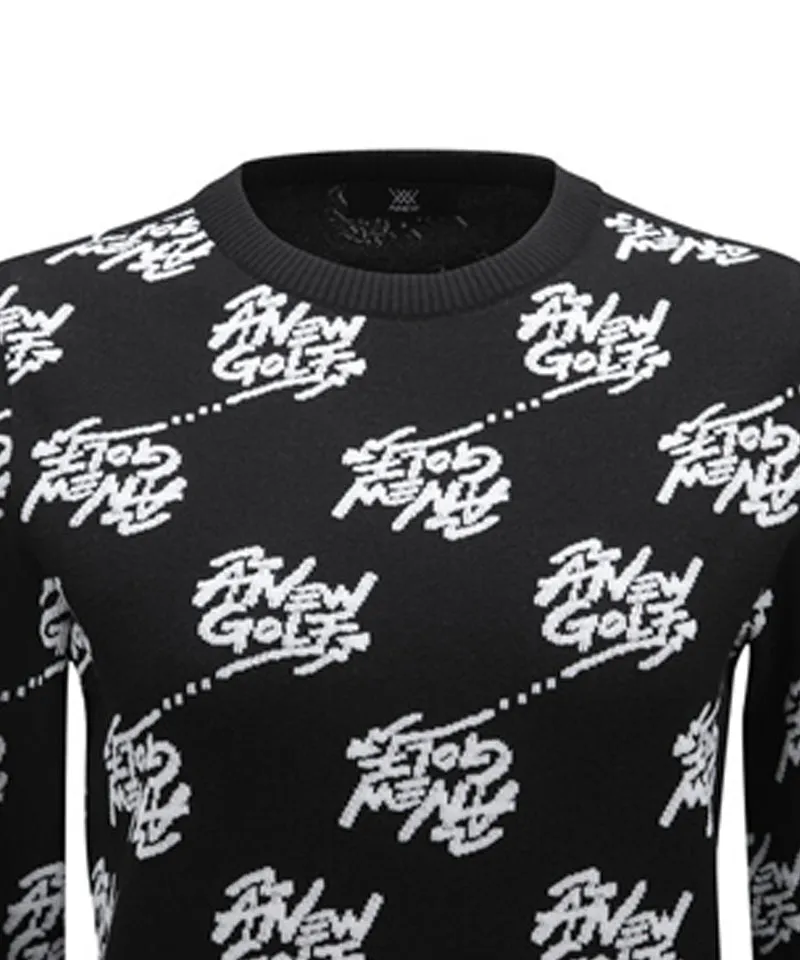 Women's Logo Pattern Jacquard Pullover - Black