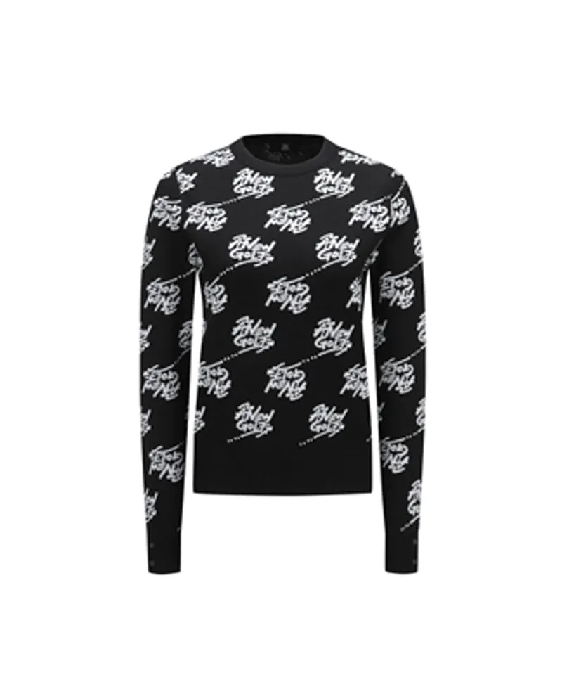 Women's Logo Pattern Jacquard Pullover - Black
