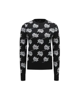 Women's Logo Pattern Jacquard Pullover - Black