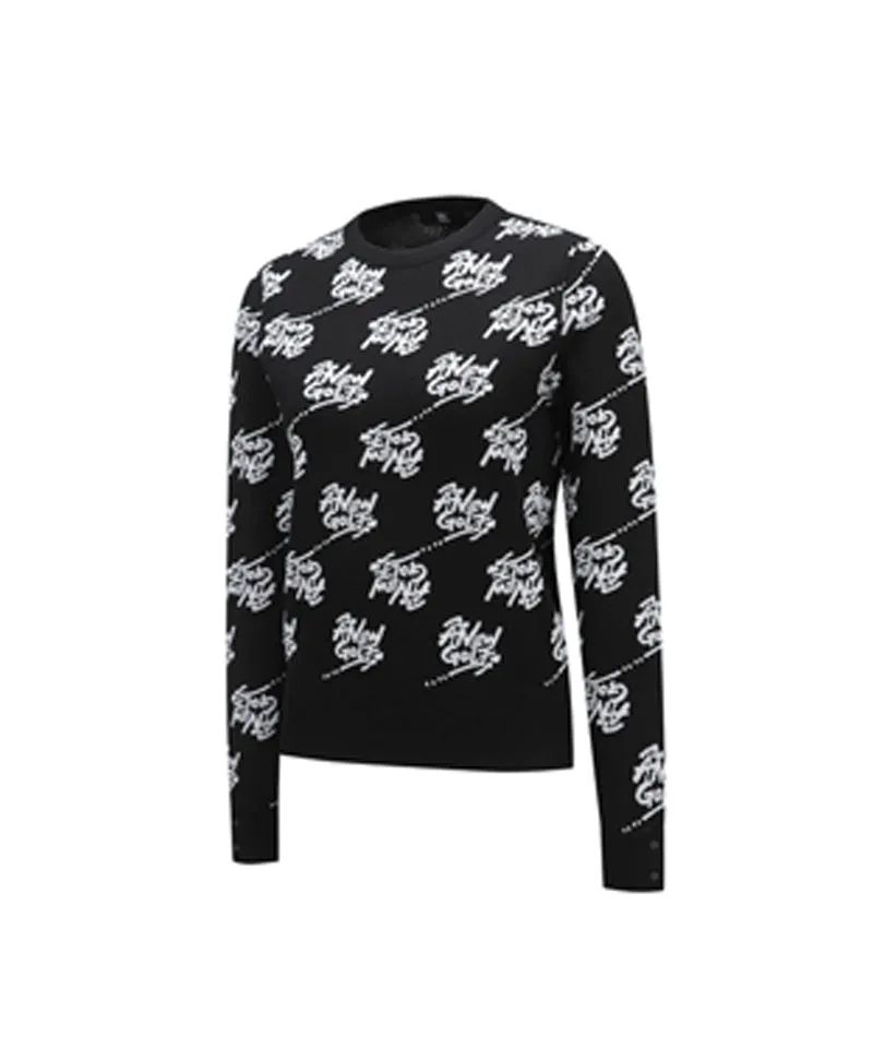 Women's Logo Pattern Jacquard Pullover - Black