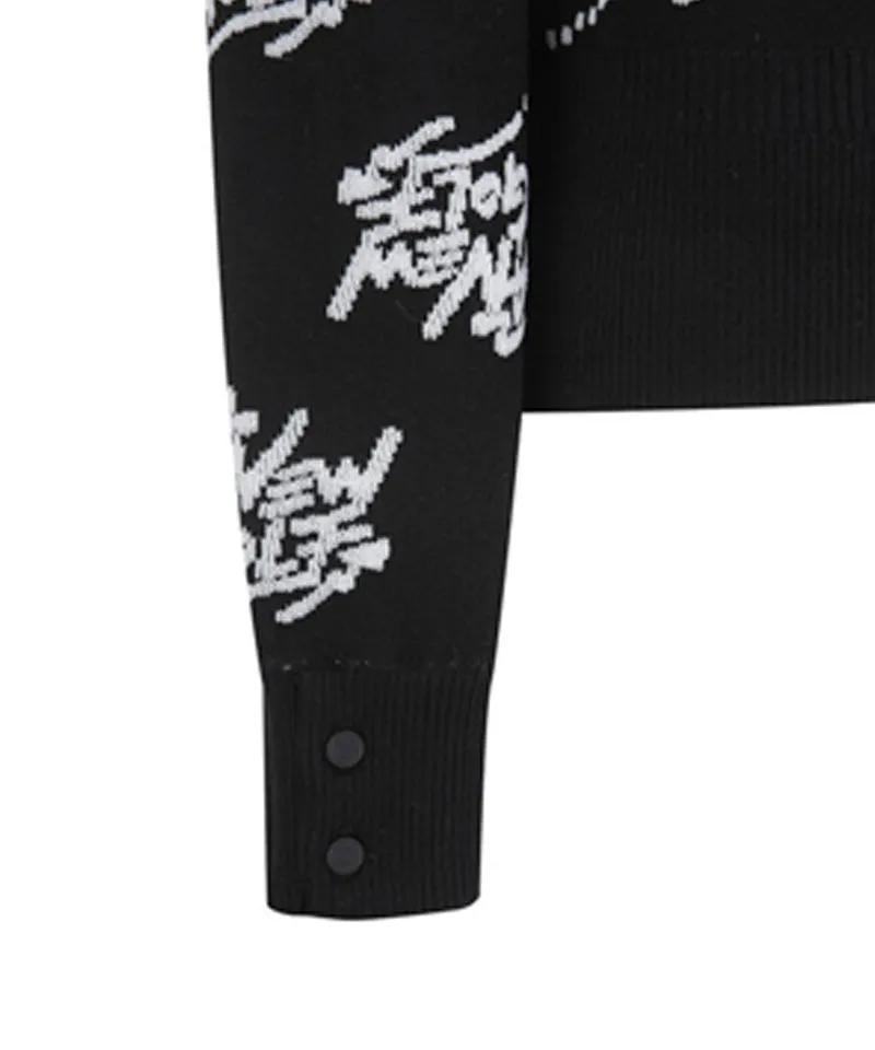 Women's Logo Pattern Jacquard Pullover - Black