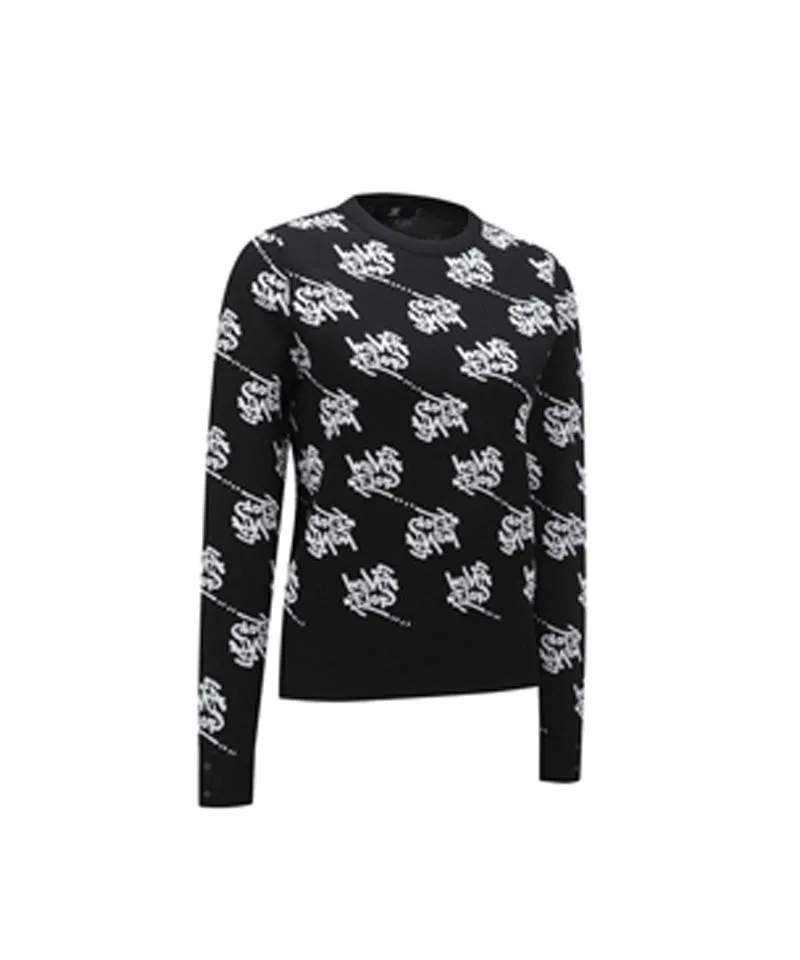 Women's Logo Pattern Jacquard Pullover - Black