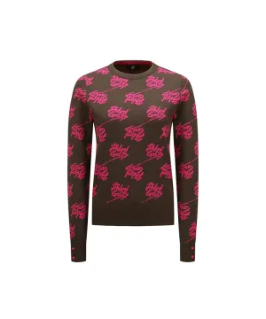 Women's Logo Pattern Jacquard Pullover - Dark Brown