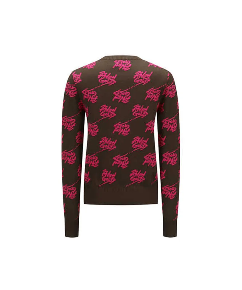 Women's Logo Pattern Jacquard Pullover - Dark Brown