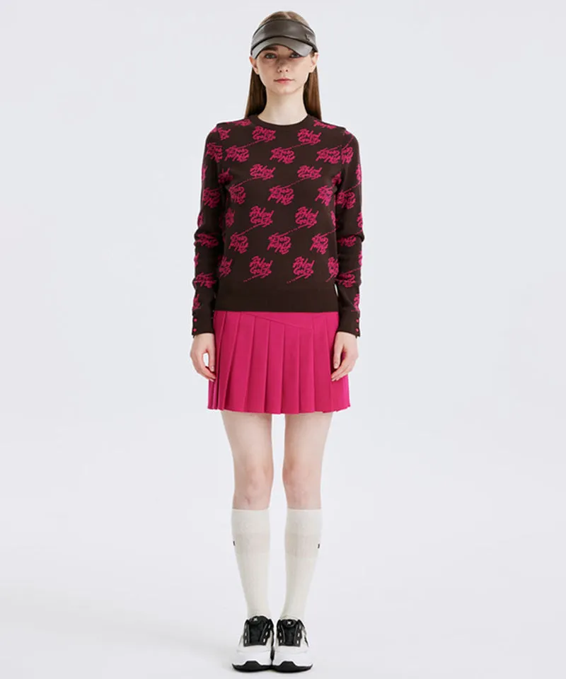 Women's Logo Pattern Jacquard Pullover - Dark Brown