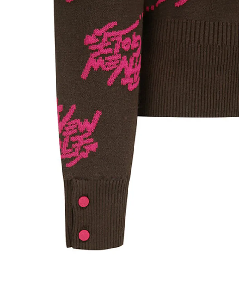 Women's Logo Pattern Jacquard Pullover - Dark Brown