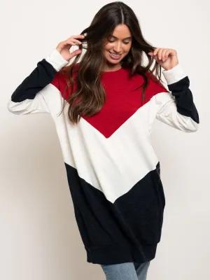 WOMEN'S LONG SLEEVE COLOR BLOCK OVERSIZED SWEATER