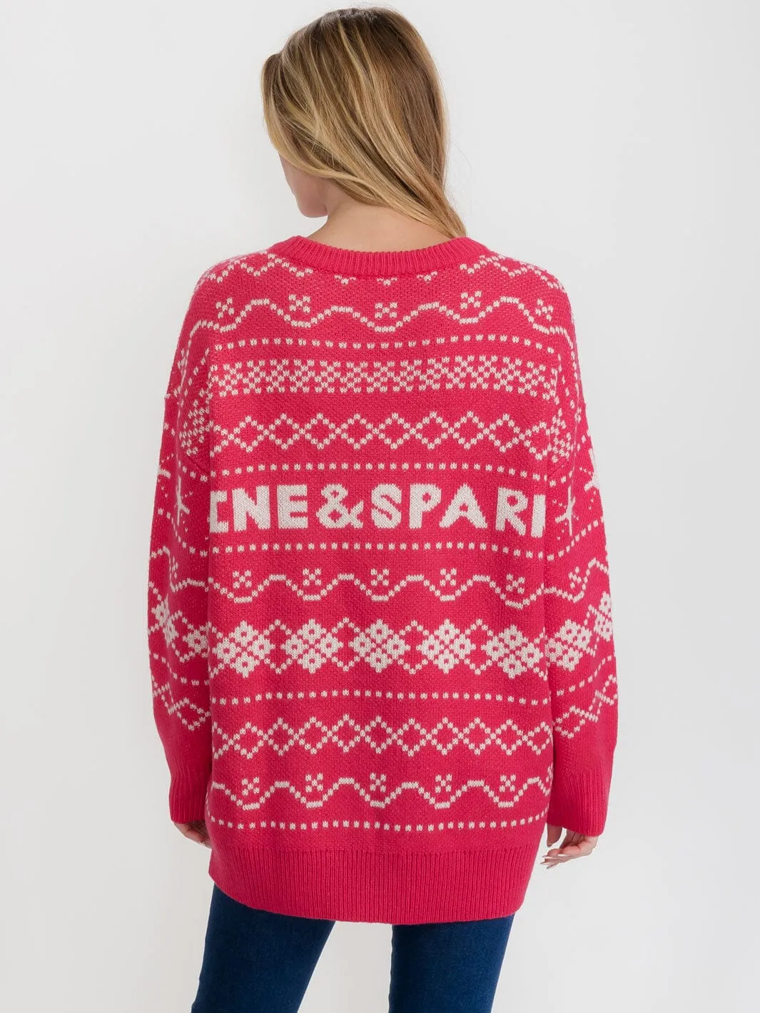 WOMEN'S LONG SLEEVE MULTI PRINT PULLOVER OVERSIZED SWEATER