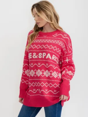 WOMEN'S LONG SLEEVE MULTI PRINT PULLOVER OVERSIZED SWEATER