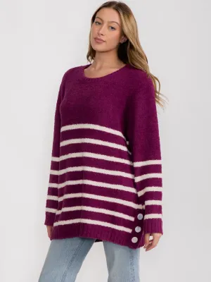 WOMEN'S LONG SLEEVE STRIPES COLORBLOCK PULLOVER OVERSIZE SWEATER