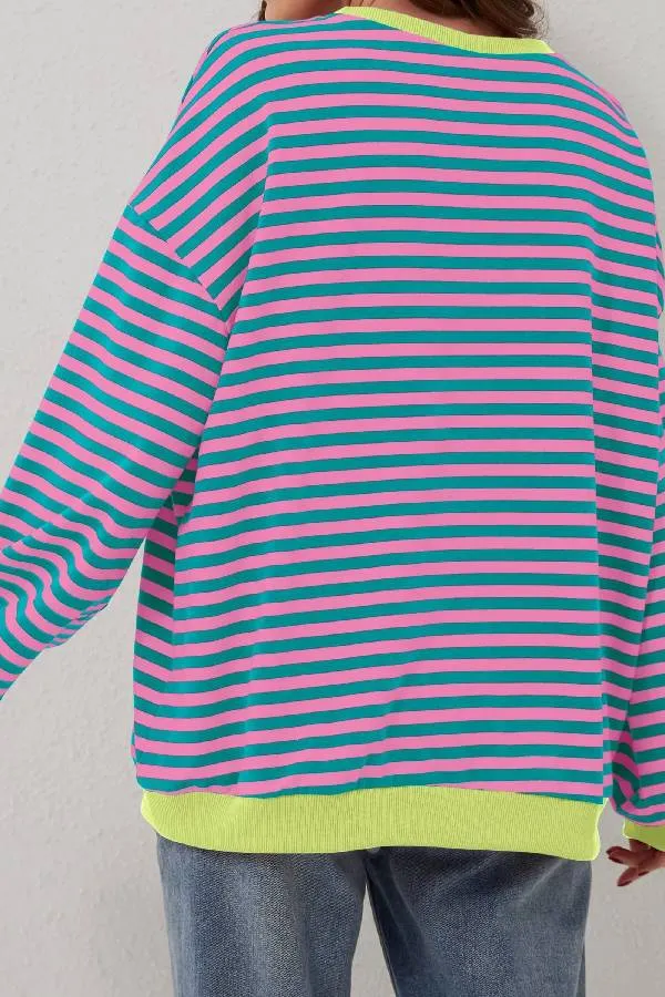 Women's Oversized Striped Long Sleeve Pullover (Buy 2 Free Shipping)