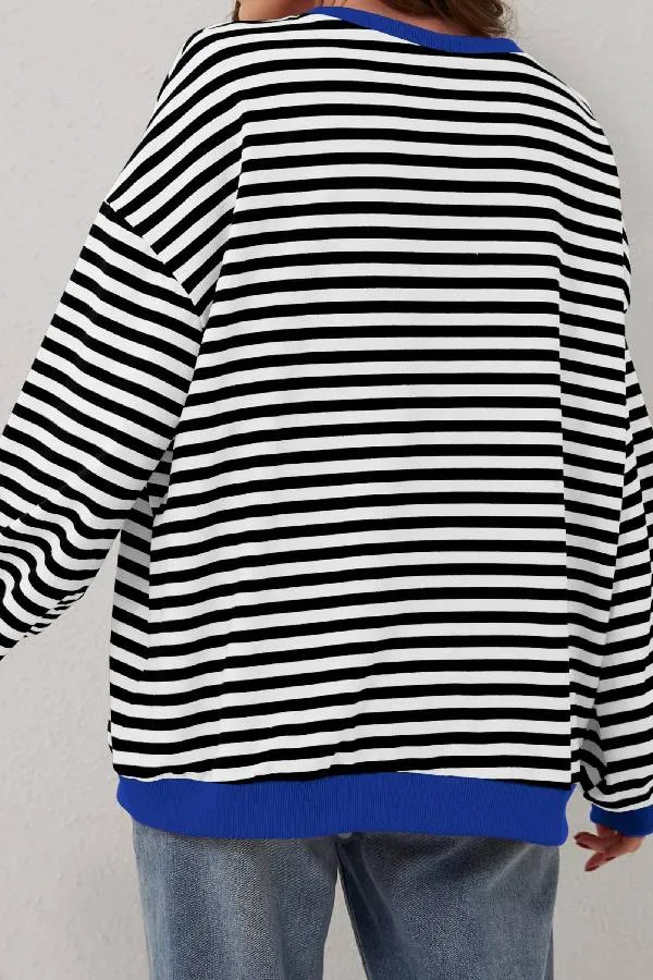 Women's Oversized Striped Long Sleeve Pullover (Buy 2 Free Shipping)